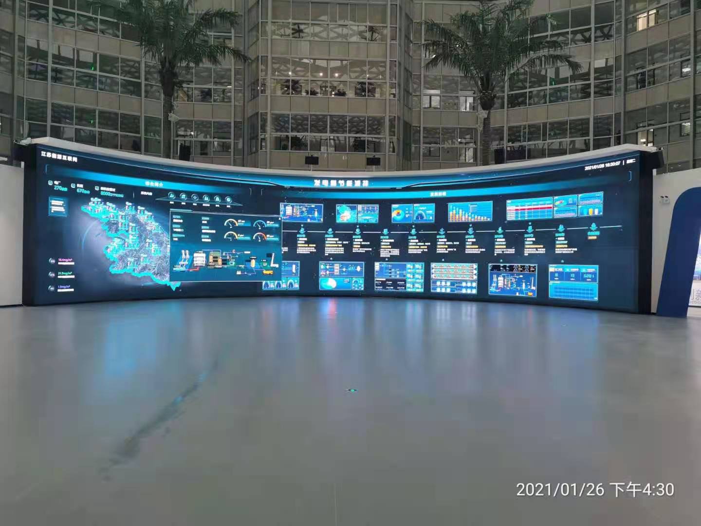 南京新能源展厅200平方室内P2全彩显示屏项目